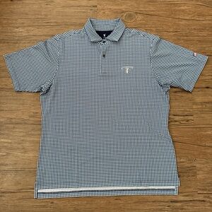 Fairway & Greene Vanderbilt golf polo shirt size large white with blue checkers